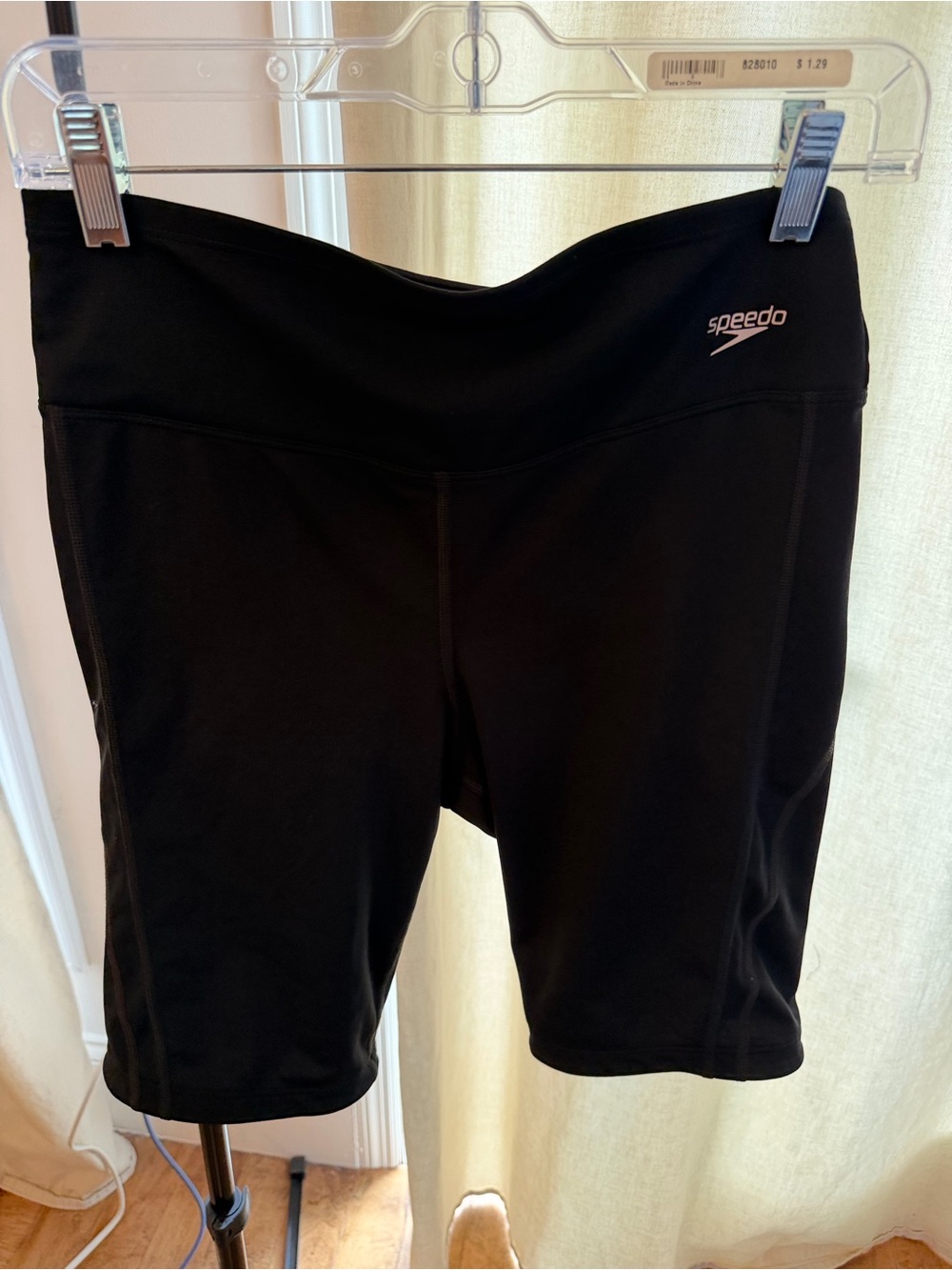 Speedo Black Mid-Thigh Swim Bike Shorts